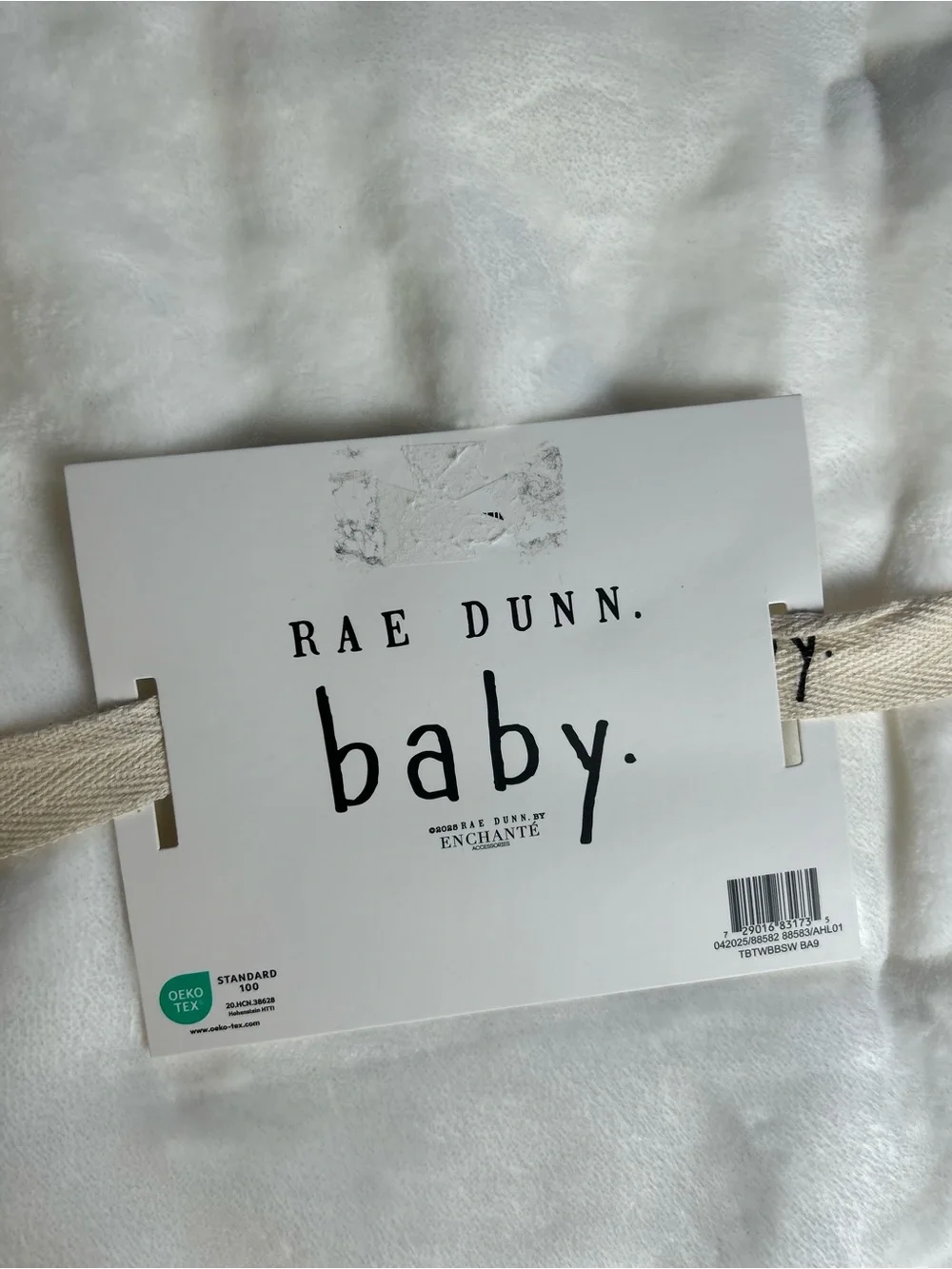 Rae Dunn Baby Born 2025 Blue White Blanket NEW Plush Soft Security Lovey
